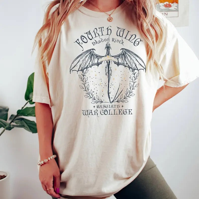 Fourth Wing T-Shirt, Basgiath War College Tee, Dragon Rider Tee, Fly Or Die Shirt, Dragon Oversized Tee, Dragon Girl Tee...
