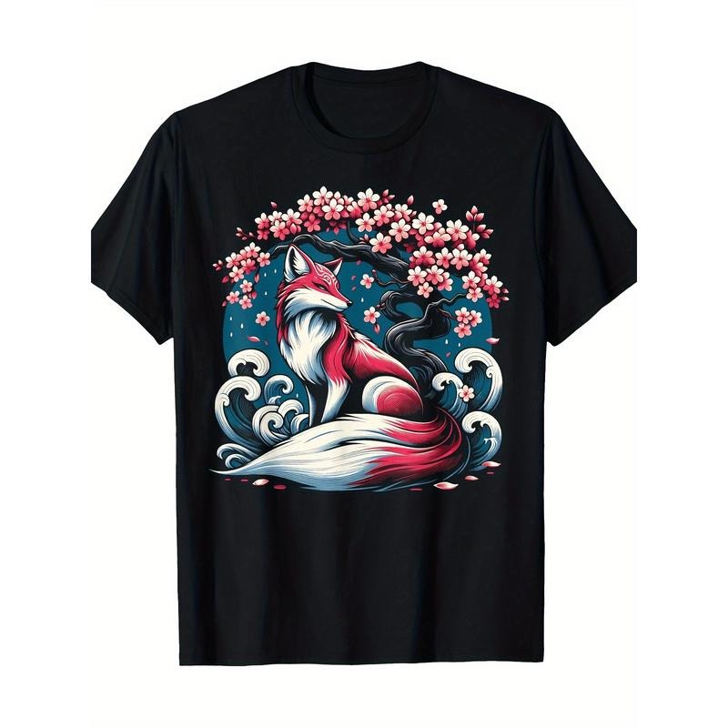 Fox Japan Nine tail Fox Cherry blossom 100% cotton T-shirt Made in USA Hoodie, Sweatshirt | TeeBloomCo.com