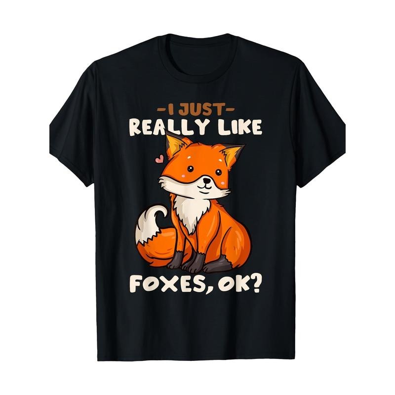 Fox Lover's Delight: 100% Cotton T-Shirt with Cute Fox Design