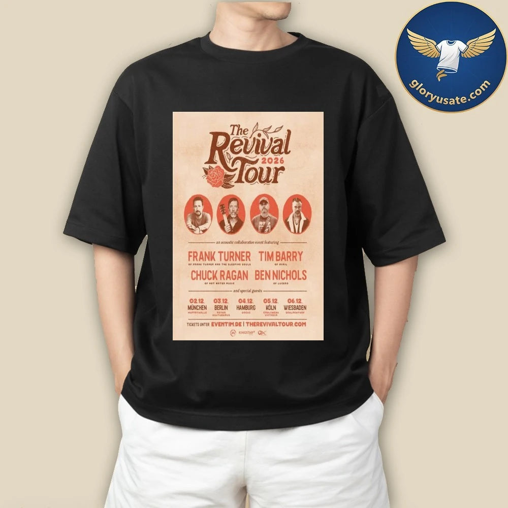 Frank Turner &amp; Chuck Ragan &amp; Tim Barry &amp; Ben Nichols The Revival Tour 2026 Poster Shirt