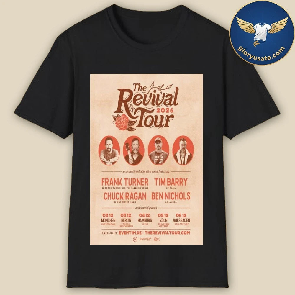 Frank Turner &amp; Chuck Ragan &amp; Tim Barry &amp; Ben Nichols The Revival Tour 2026 Poster Shirt
