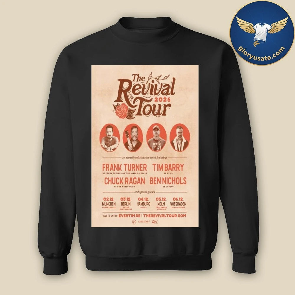 Frank Turner &amp; Chuck Ragan &amp; Tim Barry &amp; Ben Nichols The Revival Tour 2026 Poster Shirt