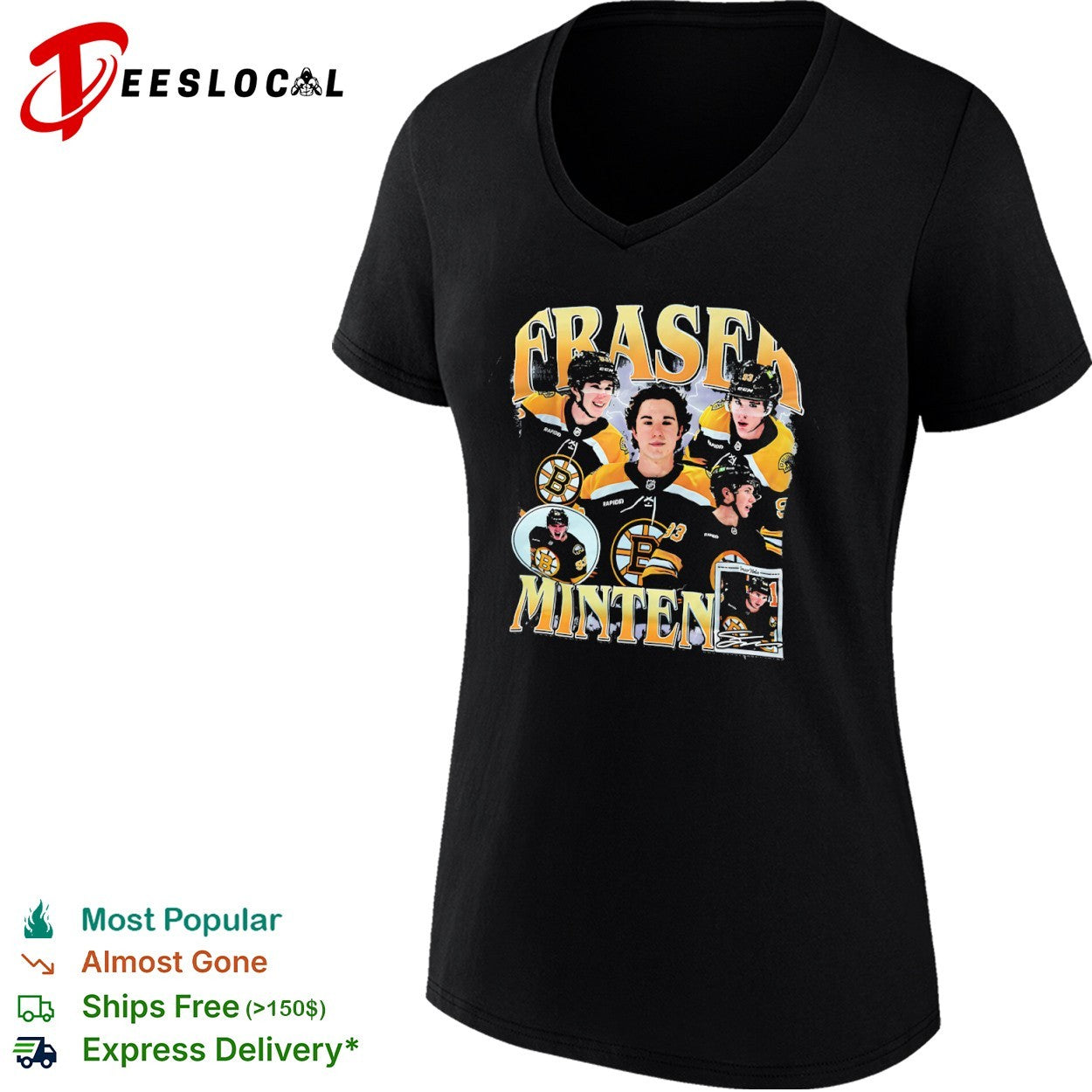 Fraser Minten Boston Bruins NHL Hockey Player shirt