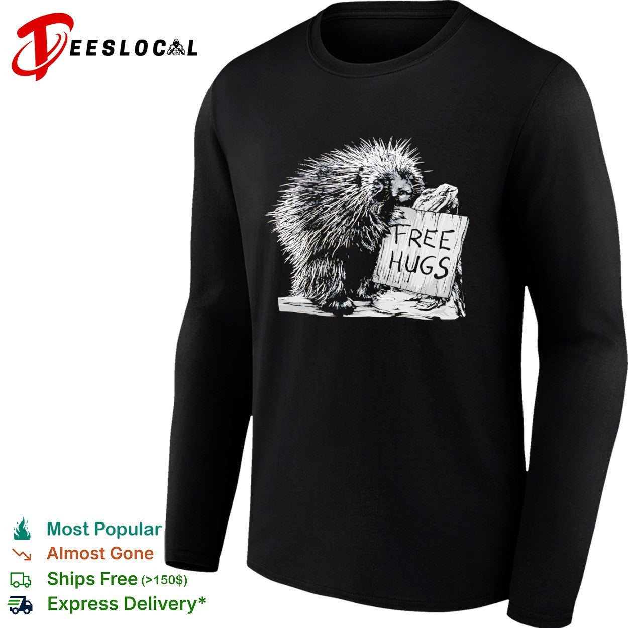 Free Hugs Porcupine Nature Wildlife Wilderness Forest Animal shirt