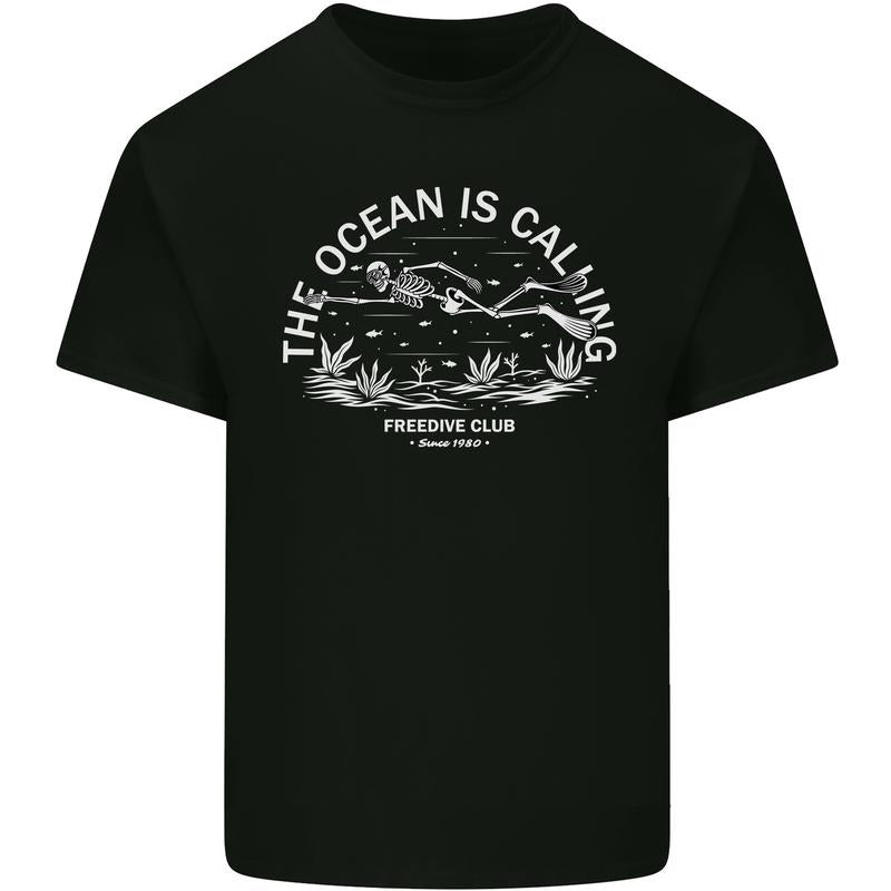 Freediving Funny Skull Scuba Diving Diver Mens Cotton T-Shirt Tee Top Made in USA Hoodie, Sweatshirt | TeeBloomCo.com