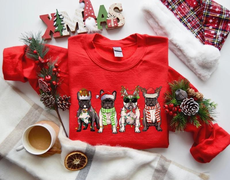 French Bulldog Sweatshirt, Dog Lover Gift, Holiday Sweaters, Christmas French Bulldog Shirt, Christmas Hoodie, Dog Mom...