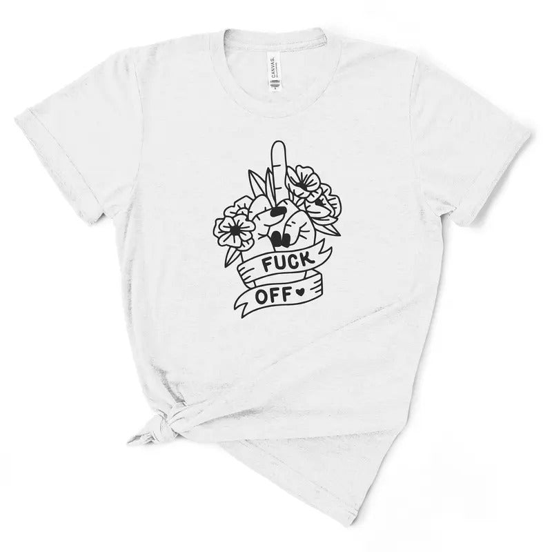 Fuck Off Floral Middle Finger TShirt Hoodie, Sweatshirt | TeeBloomCo.com