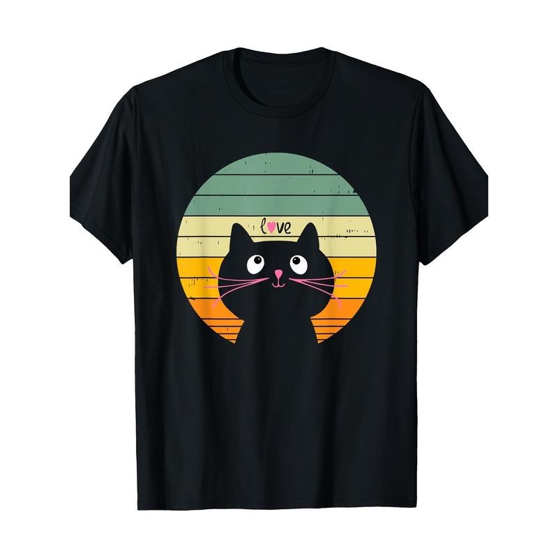 Fun and cute Retro Sunset Retro style Cat Love T-shirt -100% cotton Made in USAstyle{n002}2 Hoodie, Sweatshirt