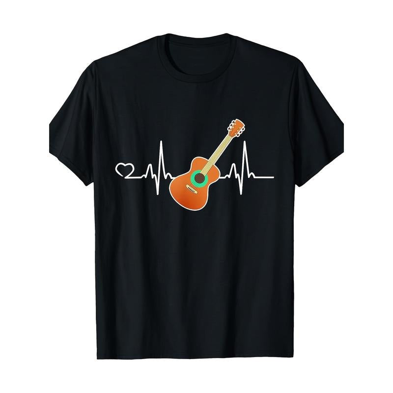 Fun guitar heartbeat guitarist instrument design T-shirt Made in USA Hoodie, Sweatshirt | TeeBloomCo.com