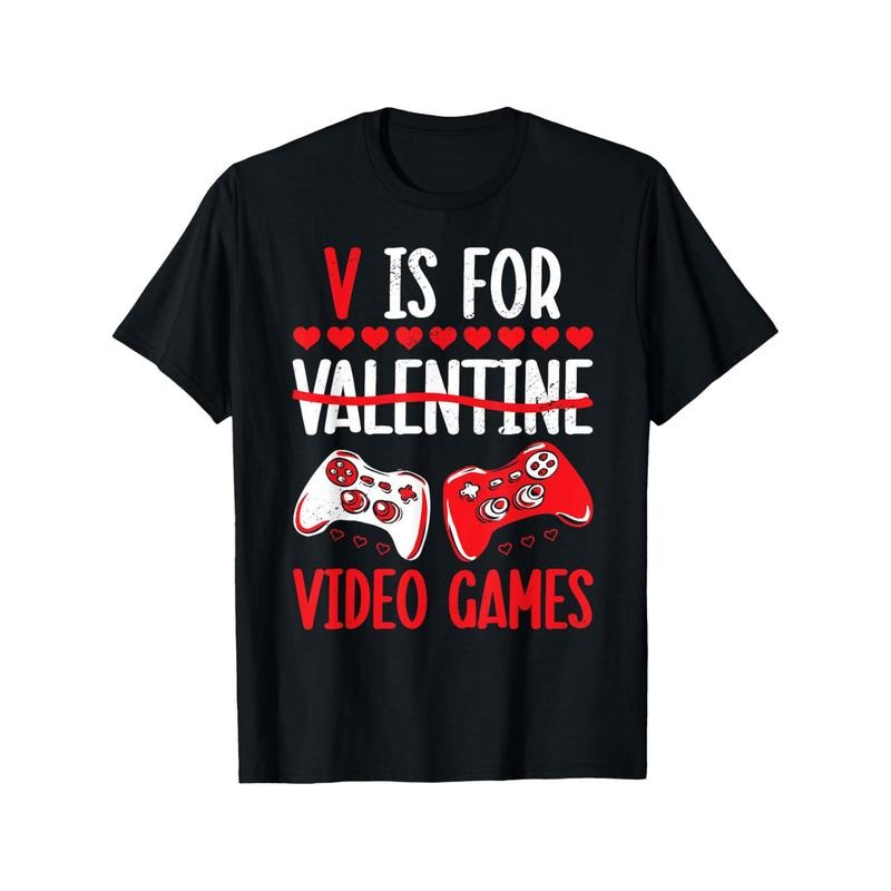 Funny 'V Is for Video Games' Valentine's Day T-Shirt for Men