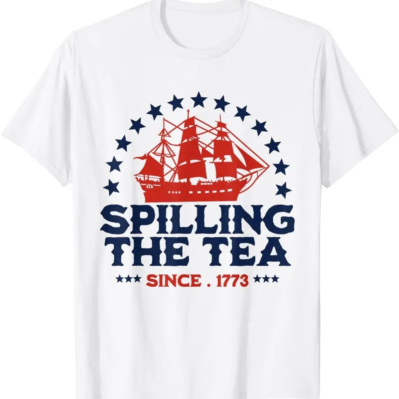 Funny 4th Of July Spilling The Tea Since 1773 Fourth of July T-Shirt Hoodie, Sweatshirt | TeeBloomCo.com