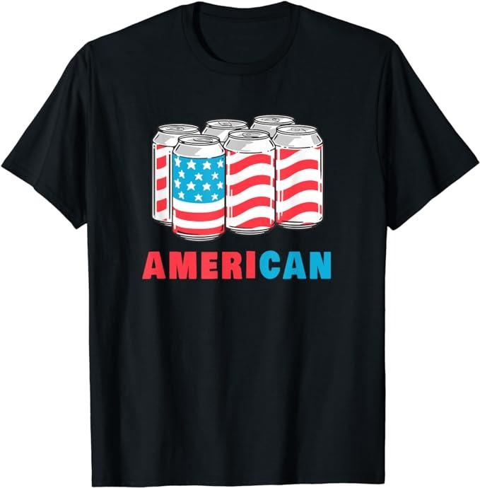 Funny 4th of July Shirts For Men, AmeriCan Funny 4th of July Beer Patriotic USA Flag T-Shirt Menswear Top Casual Cotton...