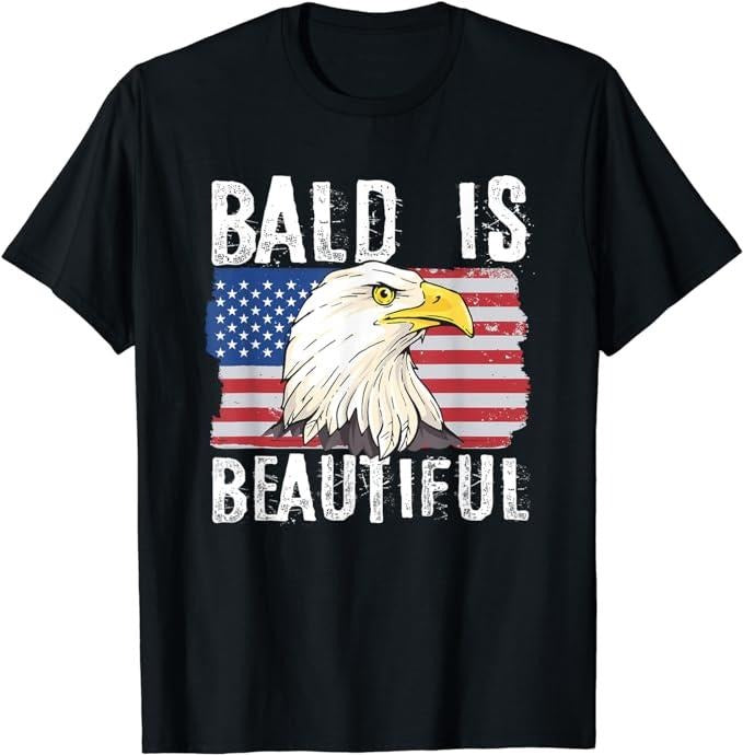 Funny 4th of July Shirts For Men, Bald Is Beautiful 4th of July Independence Day Bald Eagle T-Shirt Menswear Top Casual...