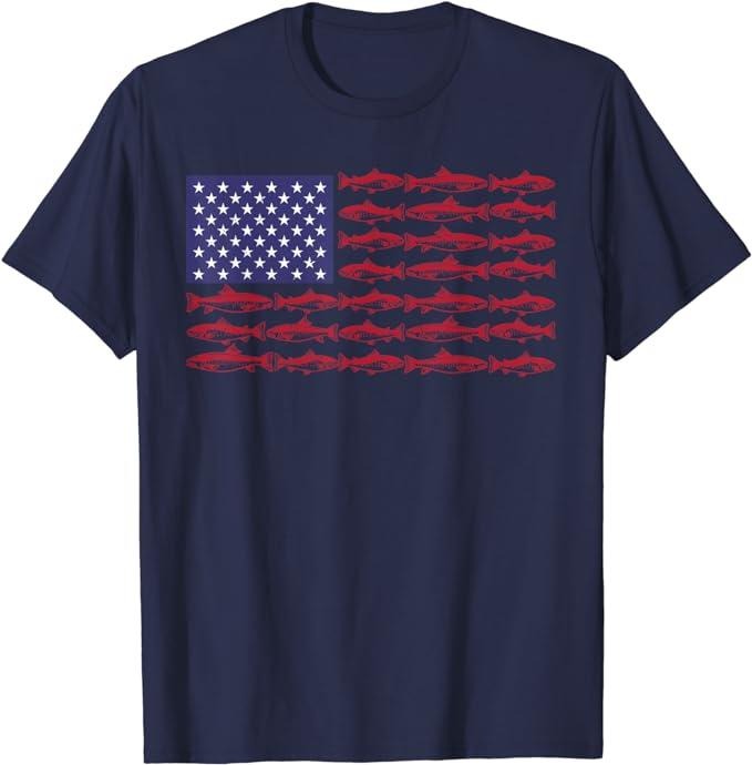 Funny 4th of July Shirts For Men, Fishing 4th July Shirt American Flag Funny T-Shirt Menswear Top Casual Cotton Basic...