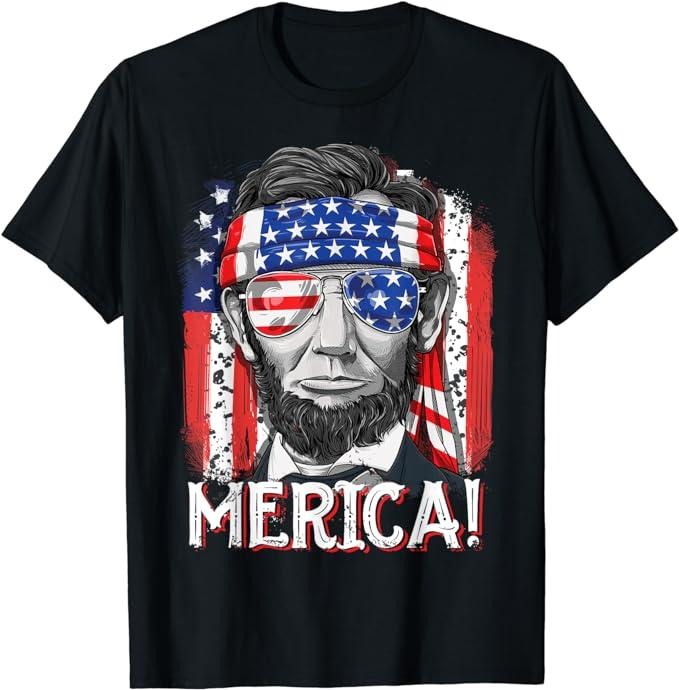 Funny 4th of July Shirts For Men, Lincoln 4th Of July Merica American Flag T-Shirt Menswear Top Casual Cotton Fashion...