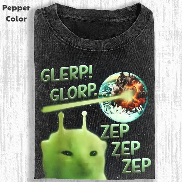 Funny Animal Vintage Graphic Tee, Alien Cat T-Shirt, Stupid Cat Animal Shirt, Unisex Meme Cringe Funny Shirt, Menswear...