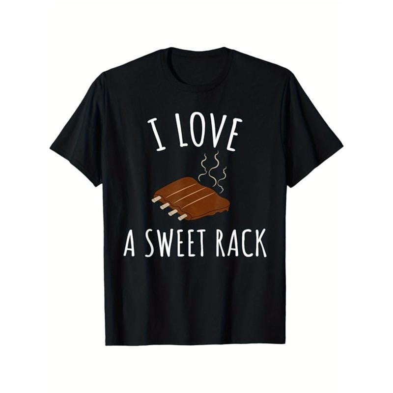 Funny BBQ Printed Men's Cotton Graphic T-shirt, Casual Short Sleeve Crew Neck T-shirt, Men's Tee For Outdoor made in...