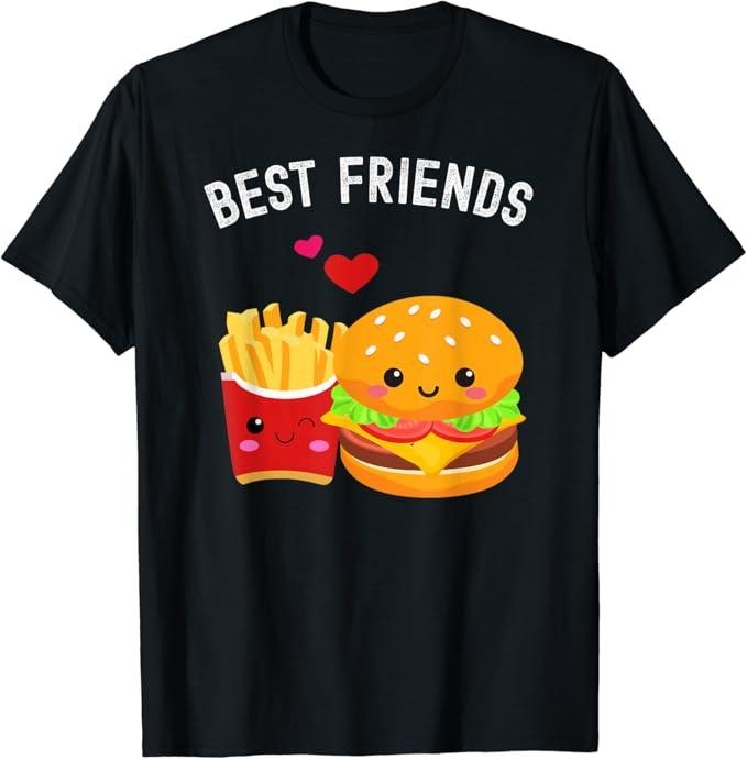 Funny Best Friend Shirts, Gift For Best Friend, Best Friends Kawaii Burger and Fries Couple T-Shirt Menswear Top Comfort...