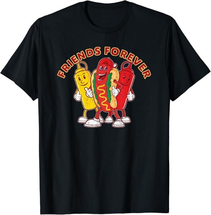 Funny Best Friend Shirts, Gift For Best Friend, Friends Forever Hot Dog Ketchup Mustard Funny Cute Meme T-Shirt Menswear...