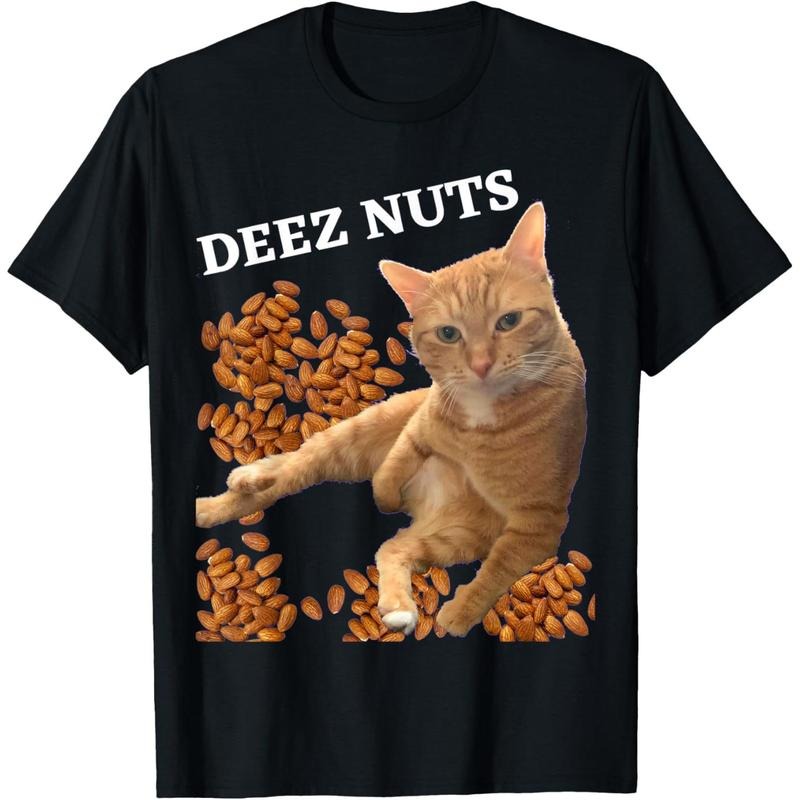 Funny Cat Deez Nuts Joke T-Shirt made in usa Hoodie, Sweatshirt | TeeBloomCo.com