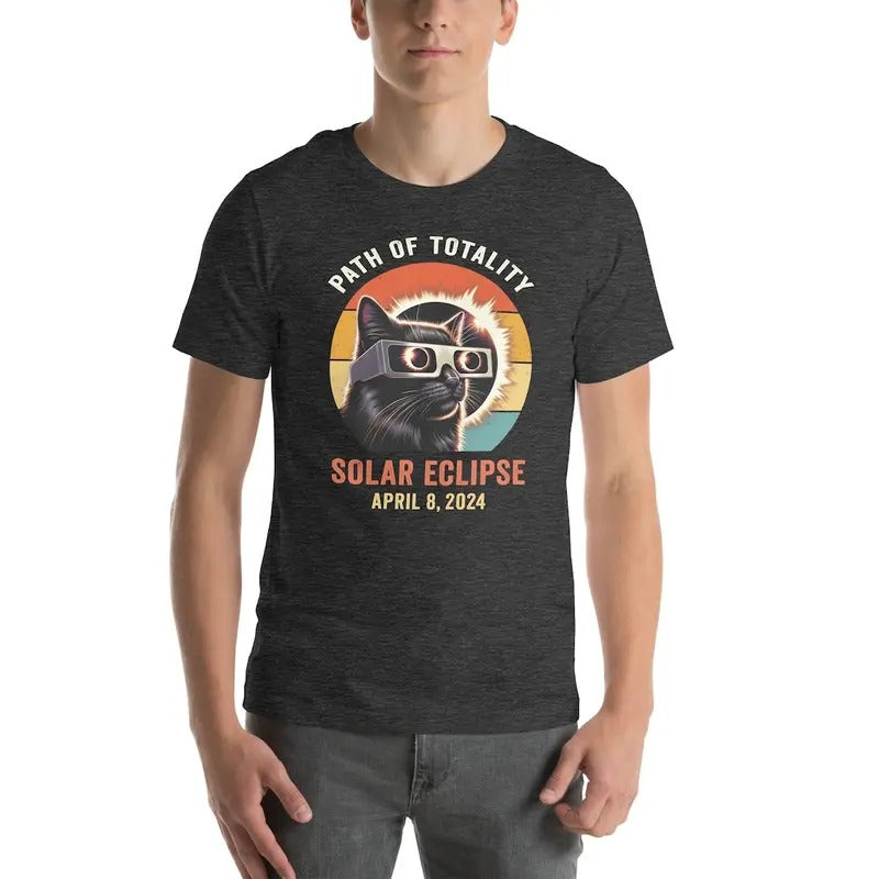 Funny Cat Wearing Solar Eclipse Viewers Shirt, Vintage Path of Totality Tee, April 8 2024, Cat Lover Gift, Solar Eclipse...