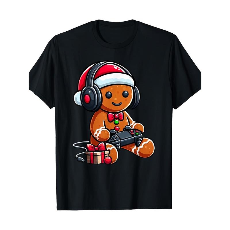 Funny Christmas Gamer Gingerbread Xmas Gaming Men 220g 100% Cotton T-Shirt made in usa Hoodie, Sweatshirt | TeeBloomCo.com
