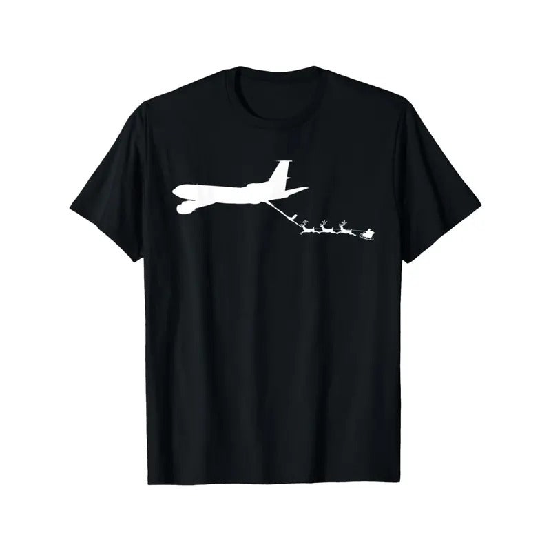 Funny Christmas Plane T-Shirt Fueling Santa's Sleigh Made in USA Hoodie, Sweatshirt | TeeBloomCo.com