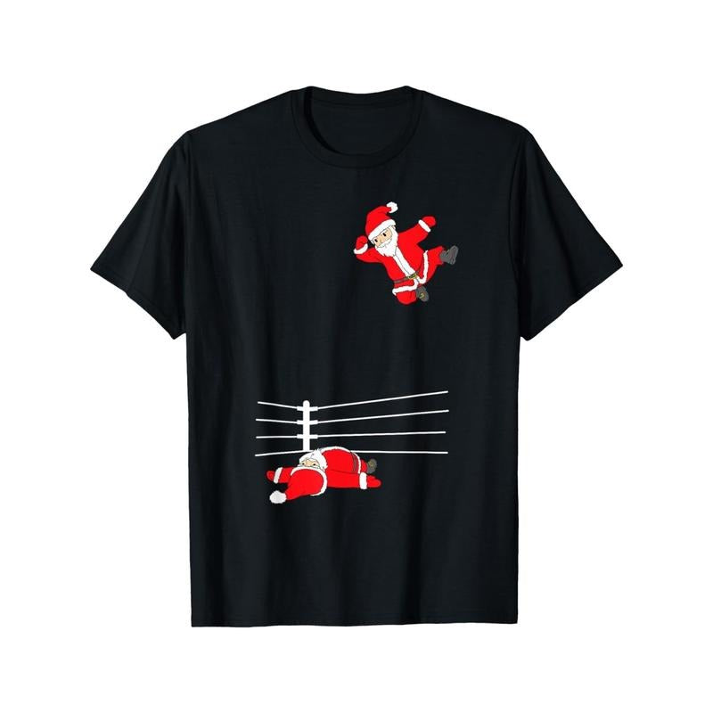 Funny Christmas Santa Wrestling Xmas T-Shirt for The Youth, Soft Fabric, Breathable, Comfortable Short Sleeve Tees...