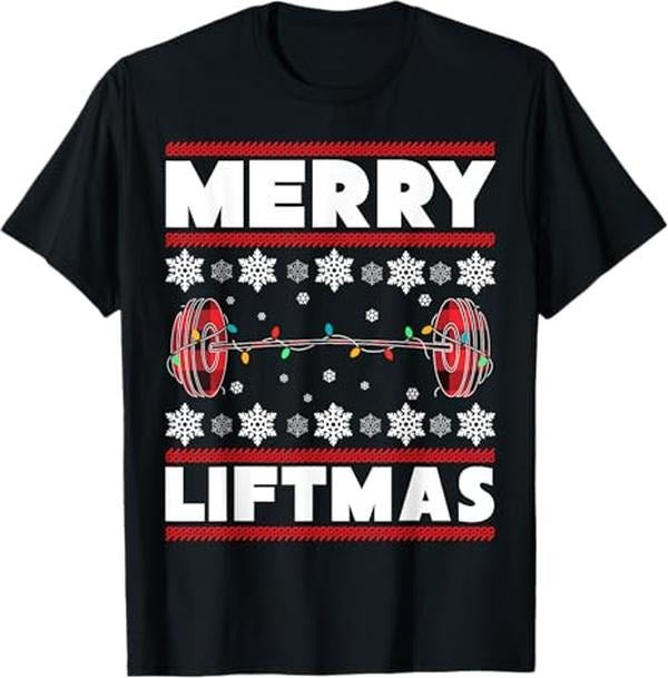 Funny Christmas Shirt, Christmas Gift, Merry Liftmas Funny Christmas Gym Workout Fitness Gift T-Shirt