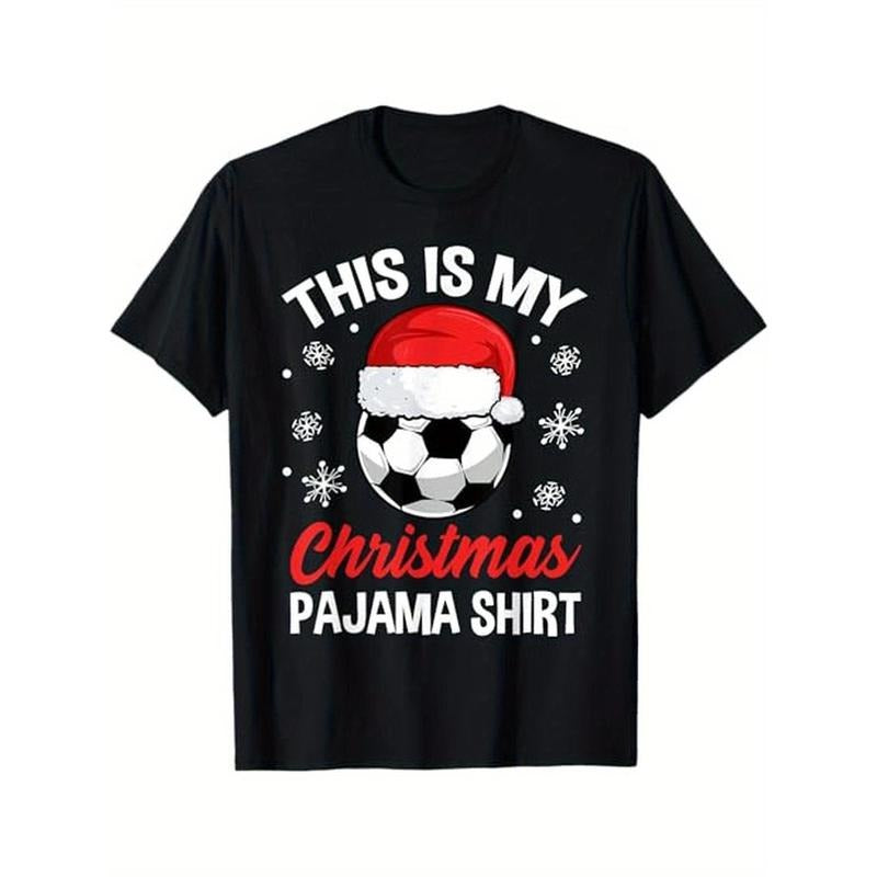 Funny Christmas Soccer Ball Pajama Pj Outfit Men Women Men Women T - Shirt, 100% Cotton, For Sports Lovers, S