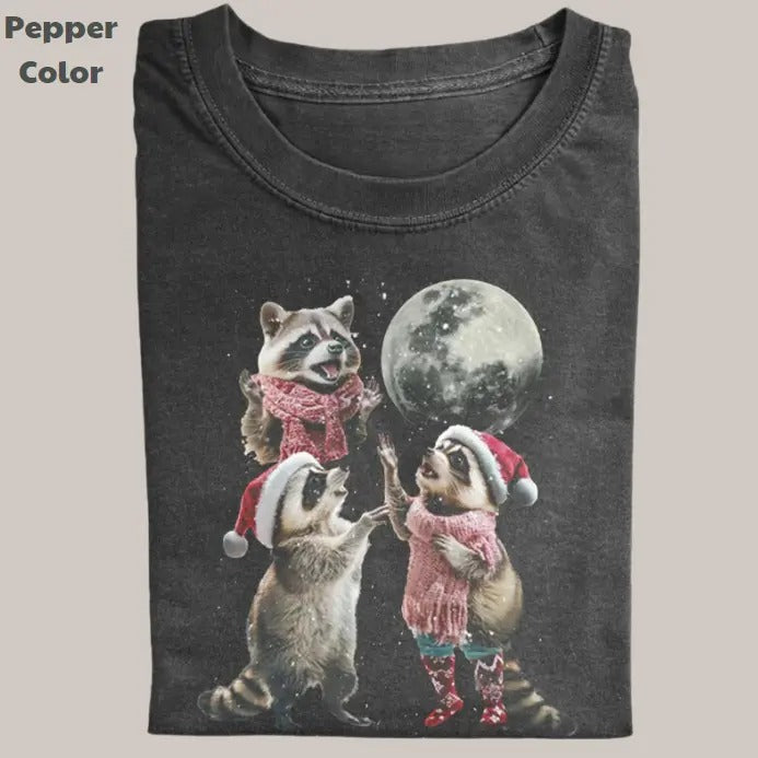 Funny Christmas Vintage Tee, Three Raccoons T-Shirt, Christmas Graphic Tee, Meme Cringe Funny Dumb Shirt, Menswear...