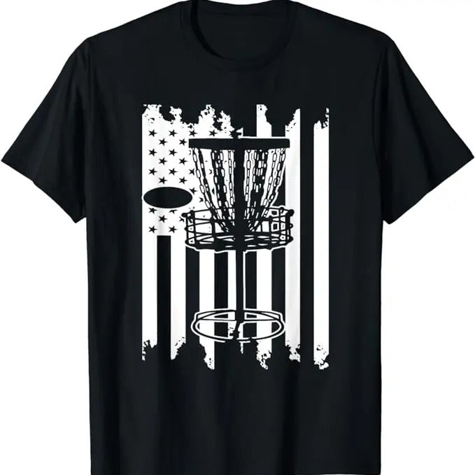 Funny Disc Golf T-Shirt, Gift for Disc Golfers, Disc Golf USA Flag White T-Shirt Menswear Top Hoodie, Sweatshirt
