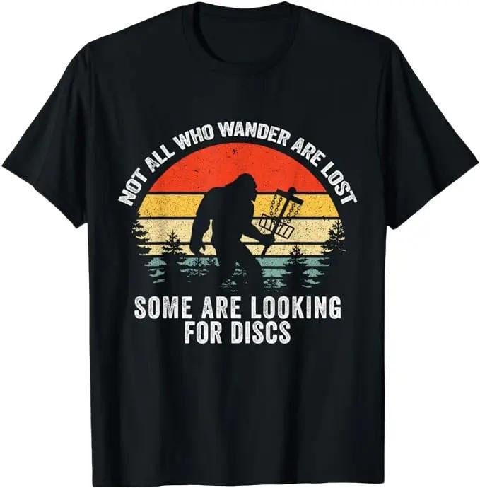 Funny Disc Golf T-Shirt, Gift for Disc Golfers, Not All Who Wander Are Lost Disc Golf Bigfoot Christmas T-Shirt Menswear...