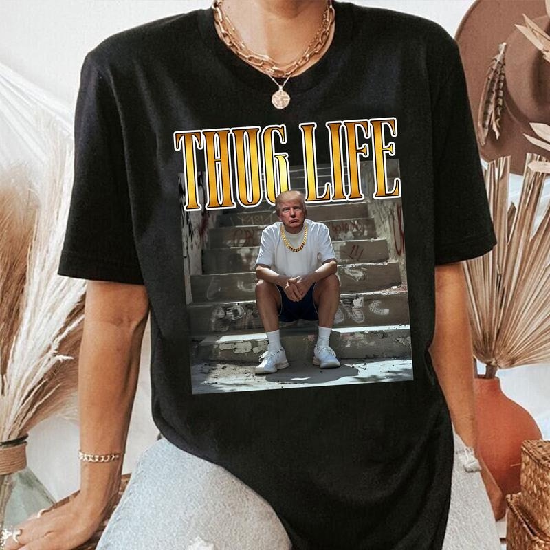 Funny Donald Trump Thug Life Shirt, Funny Meme Country Music Shirt, Viral Trump Thug Life Shirtstyle{n002}2 Hoodie,...
