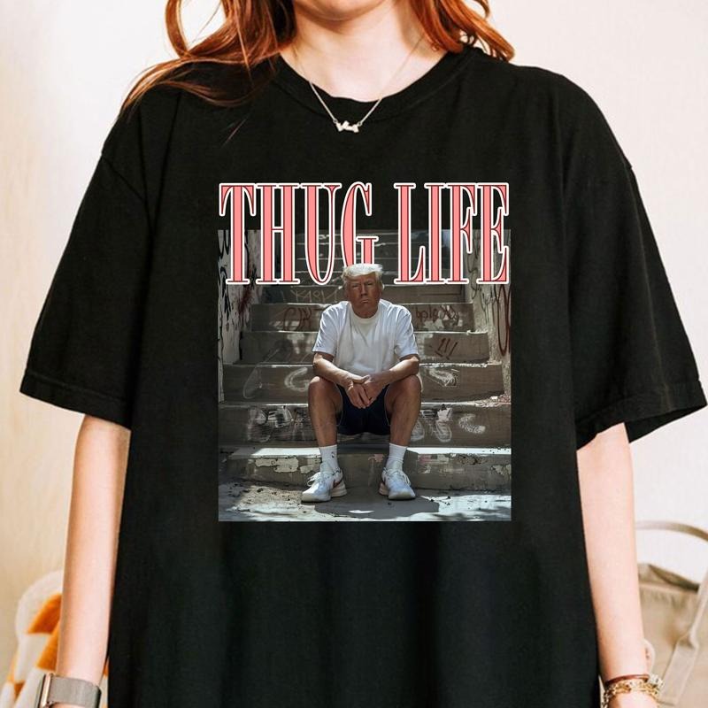 Funny Donald Trump Thug Life Shirt, Funny Meme Country Music Shirt, Viral Trump Thug Life Shirtstyle{n002}3 Hoodie,...