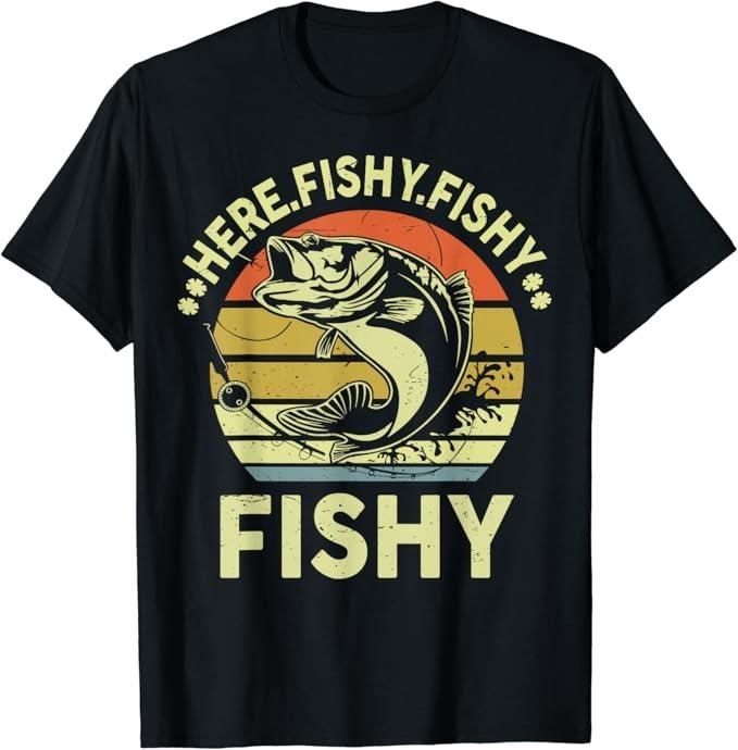 Funny Fishing Shirts, Here Fishy Bass Fishing T-Shirt Cotton Fashion Casual Classic Hoodie, Sweatshirt | TeeBloomCo.com