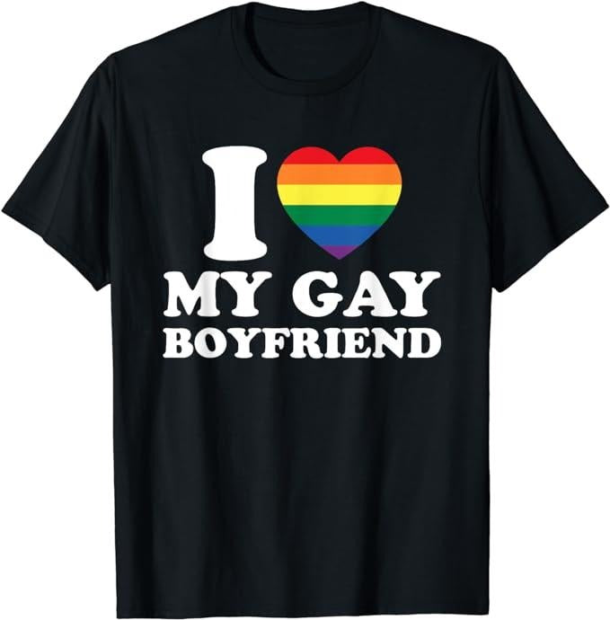 Funny Friend Shirts, Gift For Gay Best Friend, I Heart My Gay Boyfriend, I Love My Gay Boyfriend T-Shirt Top Casual...