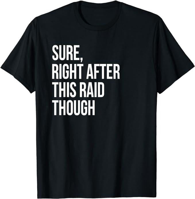 Funny Gamer Shirts, Special Gifts For Gamers, Sure, Right After This Raid Funny Gift For Gamers T-Shirt Menswear Casual...