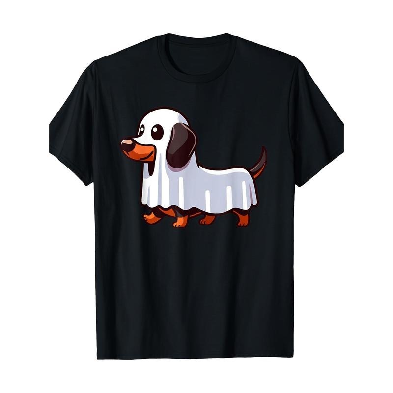Funny Ghost Dachshund Dog Halloween costume Men's T-shirt, men's T-shirt Made in USA Hoodie, Sweatshirt | TeeBloomCo.com