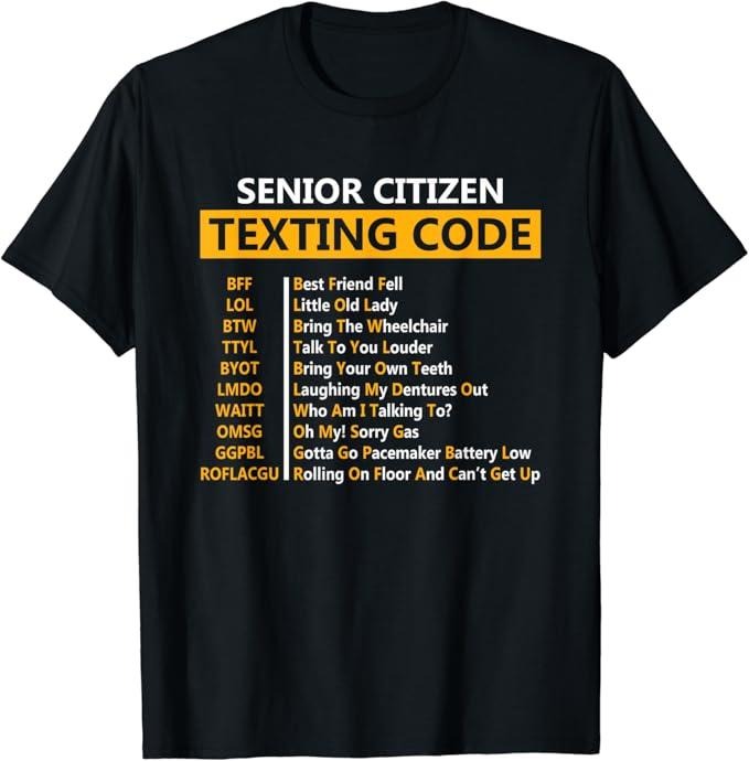 Funny Grandpa Shirt, Gift For Grandfather, Funny Senior Citizen's Texting Code T-Shirt Menswear Casual Cotton Top Hoodie,...
