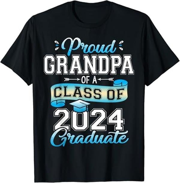 Funny Grandpa Shirt, Gift For Grandfather, Proud Grandpa of a Class of 2024 Graduate Funny Senior 2024 T-Shirt Menswear...