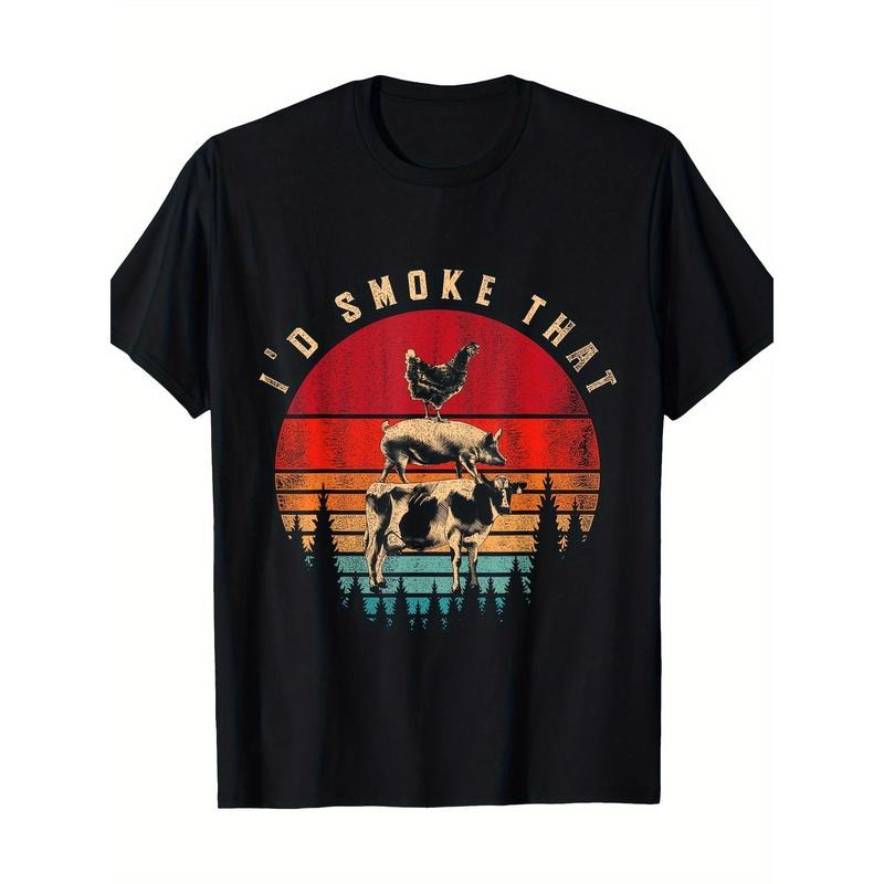 Funny Id Smoke That Barbecue Chef Grillmaster Gift Retro BBQ T-Shirt 100%Cotton