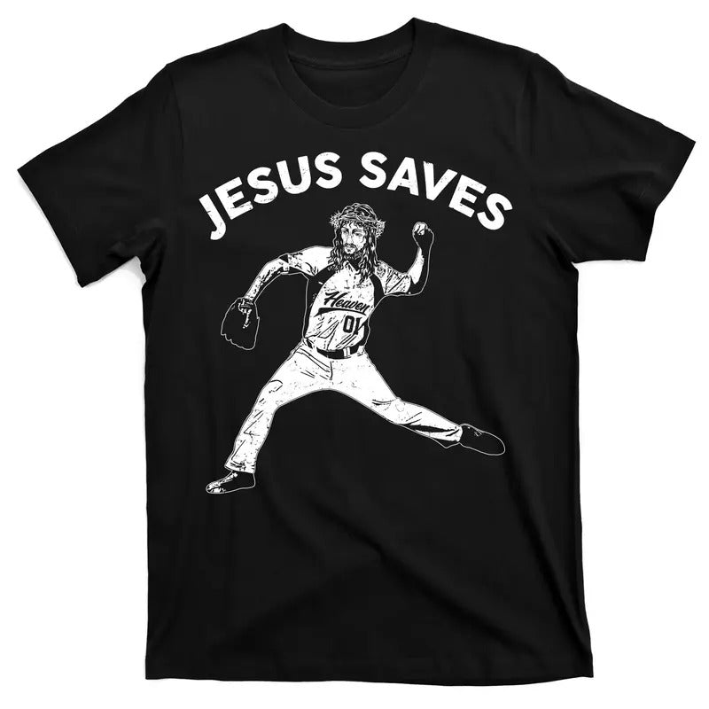 Funny Jesus Saves Baseball T-Shirt Cotton Menswear Hoodie, Sweatshirt | TeeBloomCo.com