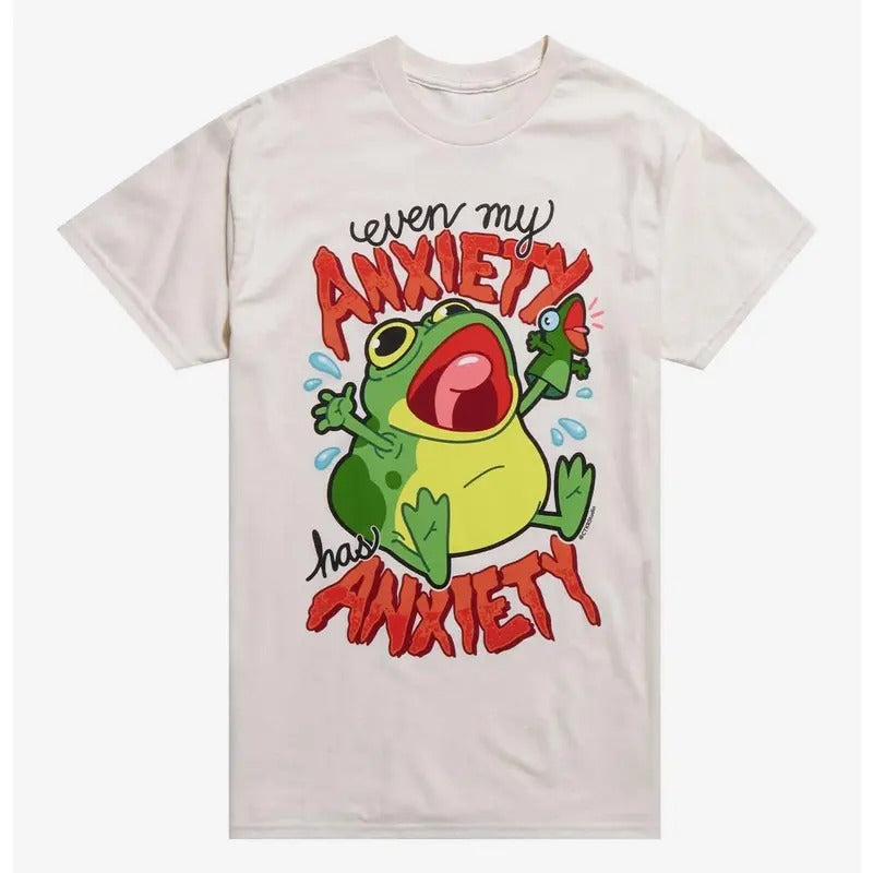 Funny Meme Shirt, Anxious Frog Gift Unisex T-Shirt Casual Fabric Hoodie, Sweatshirt | TeeBloomCo.com