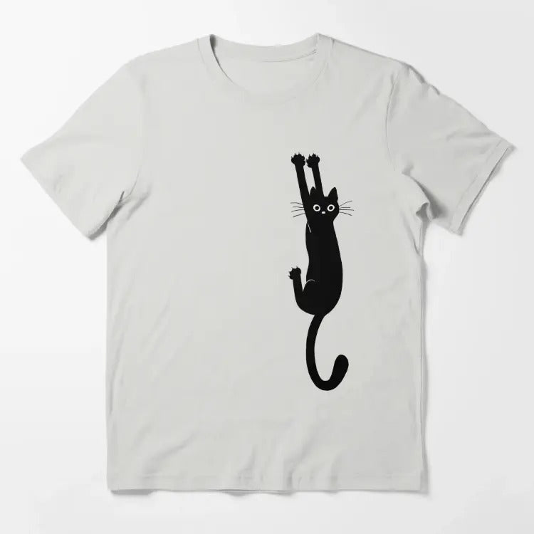 Funny Meme Shirt, Black Cat Holding On Essential T-Shirt Casual Classic Hoodie, Sweatshirt | TeeBloomCo.com