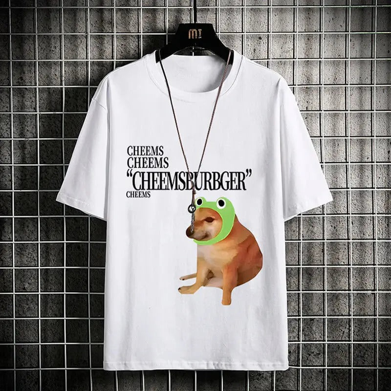 Funny Meme Shirt, Cheemsburger Dog T-Shirt Meme Aesthetic Casual Fabric Hoodie, Sweatshirt | TeeBloomCo.com