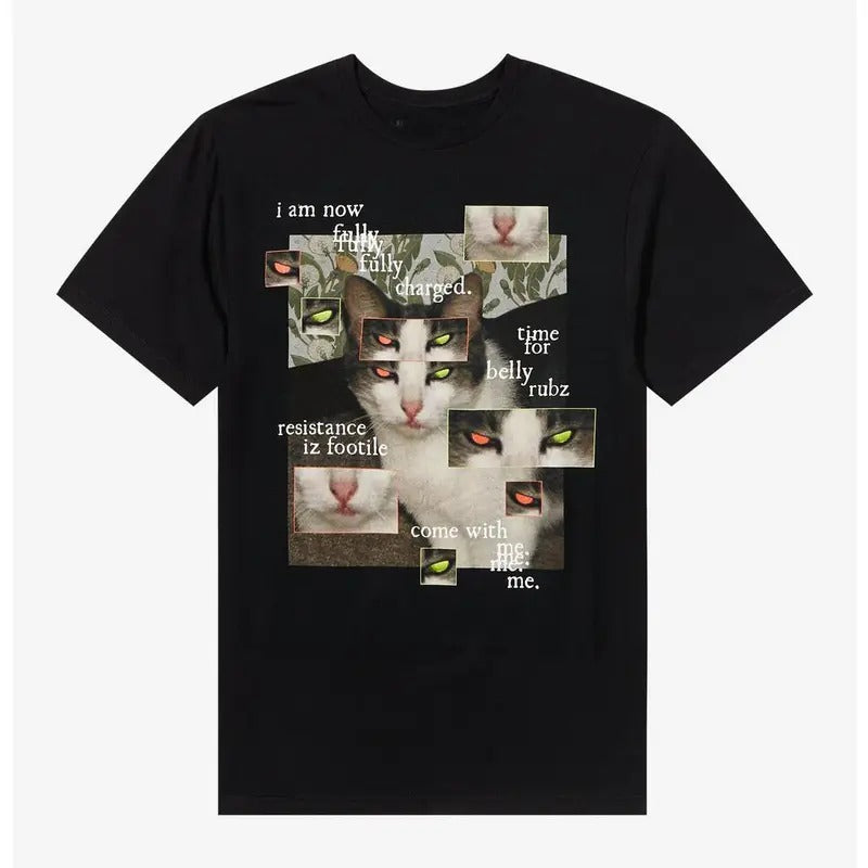 Funny Meme Shirt, Fully Charged Cat Tee, Cat Lover Gift Unisex T-Shirt Hoodie, Sweatshirt | TeeBloomCo.com