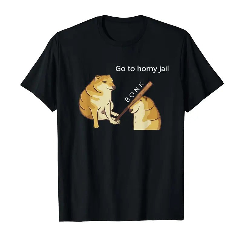 Funny Meme Shirt, Go to Horny Jail - Cheems Doge Meme T-Shirt Casual Classic Hoodie, Sweatshirt | TeeBloomCo.com