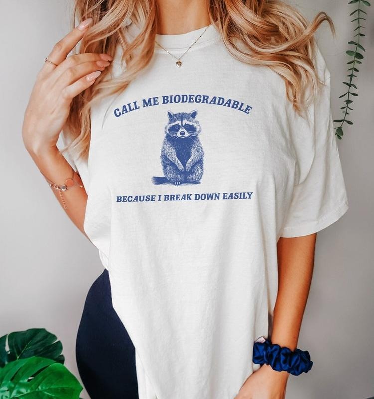 Funny Meme Shirt, I Break Down Easily Tee, Raccoon Meme Gift Unisex T-Shirt Hoodie, Sweatshirt | TeeBloomCo.com