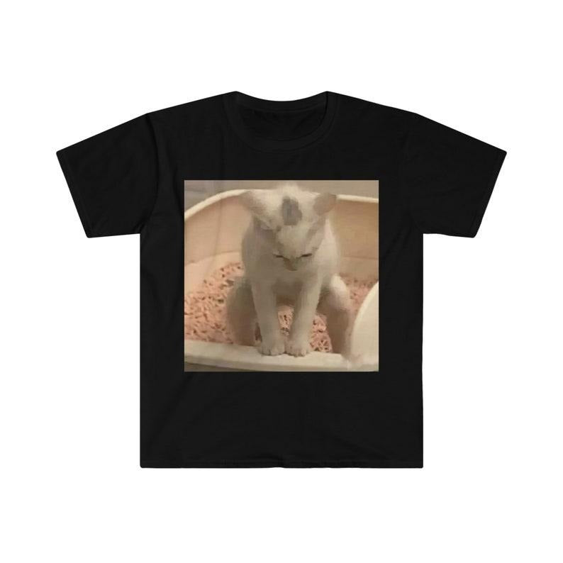 Funny Meme Shirt, Kitty Cat Taking a Poop Kitten Joke Tee, Gift Unisex T-Shirt Hoodie, Sweatshirt | TeeBloomCo.com